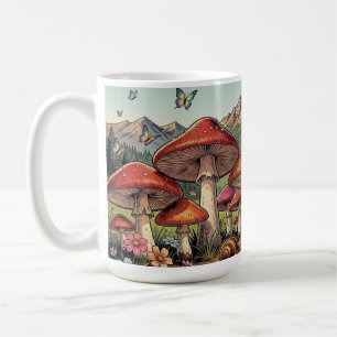 Das Pilz-Dorf unter den Bergen Kaffeetasse