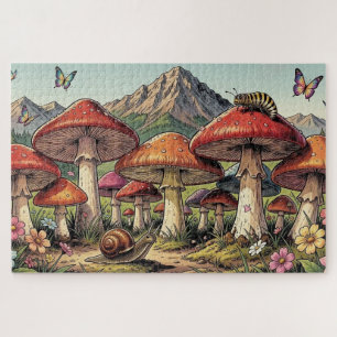 Das Pilz-Dorf unter den Bergen Puzzle