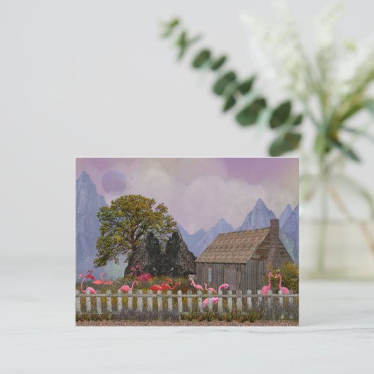 das pinkfarbene Flamengo-Heiligtum aus Plastik Postkarte (Stehend Vorderseite)