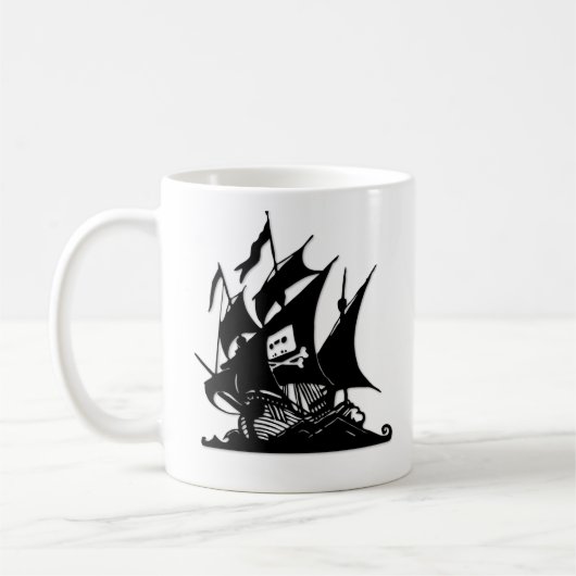 Das Piraten-Bucht-Logo-Schiff Kaffeetasse (Links)