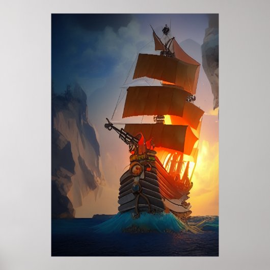 Das Piratenschiff auf See | AI Art Poster (Vorne)