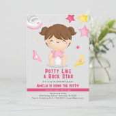 Das Pisstraining-Party von Rock-Star-Girls Einladung (Stehend Vorderseite)