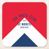 Das Piste Club Navy Red Custom Winter Ski Party Rechteckiger Pappuntersetzer (Vorderseite)