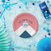 Das Piste Club Pink Blue Custom Round Ski Party Pappteller (Party)