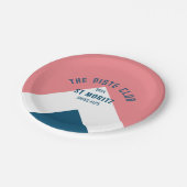 Das Piste Club Pink Blue Custom Round Ski Party Pappteller (Schrägansicht)