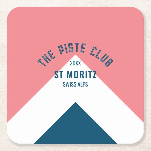 Das Piste Club Pink Blue Custom Winter Ski Party Rechteckiger Pappuntersetzer (Vorderseite)