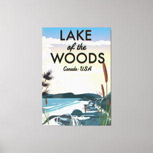 Das Plakat "Lake of the Woods Travel". Leinwanddruck