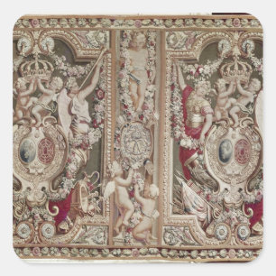 Das Portiere vom berühmten, Gobelin-Werkstatt Quadratischer Aufkleber