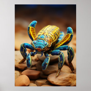 Das Portrait #1 des lebendigen farbenfrohen Skorpi Poster