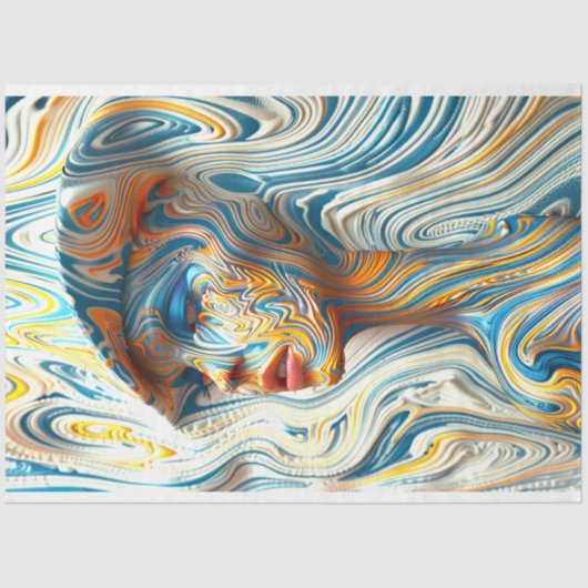 Das Portrait der Frau ist ein Effekt aus geschmolz Seidenpapier (Vorderseite)