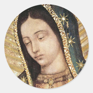 Das Portrait der Frau von Guadalupe Runder Aufkleber