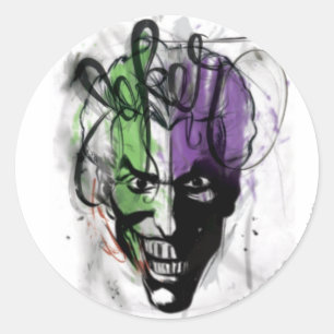 Das Portrait des Joker Neon Airbrush Runder Aufkleber