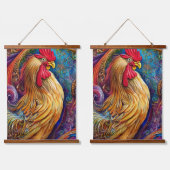 Das Portrait des Roosters Wandteppich Mit Holzrahmen (Doppelt)