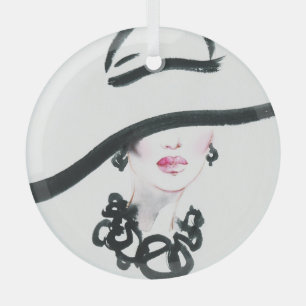 Das Portrait einer Frau in Aquarellfarben, abstrak Ornament Aus Glas