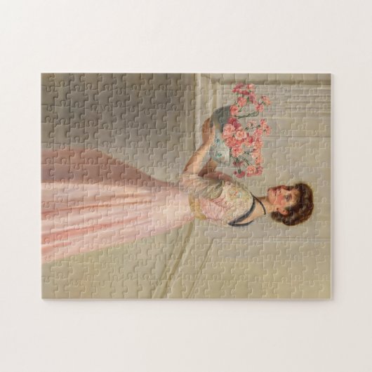 Das Portrait einer Frau in Rosa | John Collier Puzzle (Horizontal)