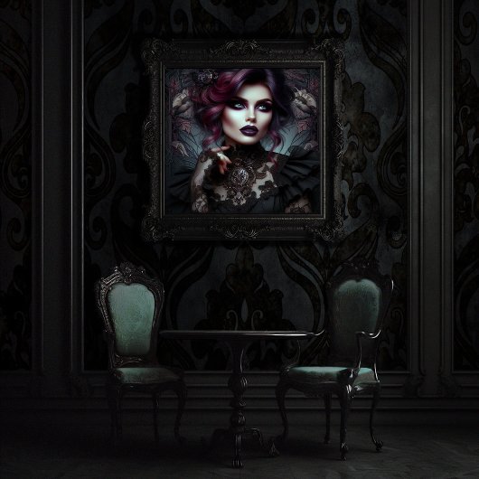 Das Portrait einer gotischen Frau im Jugendstil Poster