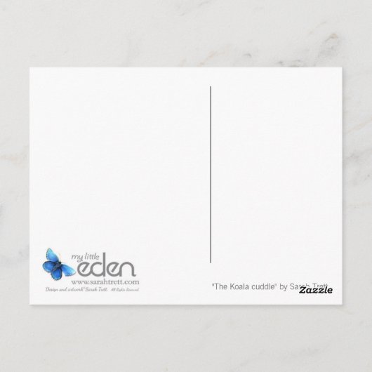 Das Portrait "The Koala cuddle" mit der Postkarte  (Rückseite)