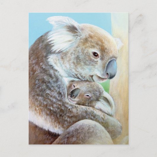 Das Portrait "The Koala cuddle" mit der Postkarte  (Vorderseite)