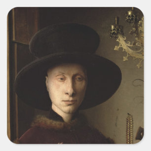 Das Porträt von Giovanni Arnolfini Quadratischer Aufkleber