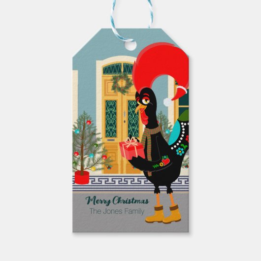 Das portugiesische Rooster mit einem Weihnachtsges Geschenkanhänger (Vorderseite)