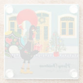 Das portugiesische Rooster mit einem Weihnachtsges Glasuntersetzer (Rückseite)