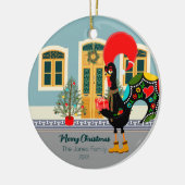 Das portugiesische Rooster mit einem Weihnachtsges Keramik Ornament (Links)