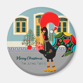 Das portugiesische Rooster mit einem Weihnachtsges Magnet