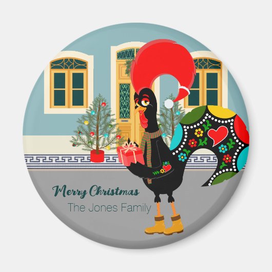 Das portugiesische Rooster mit einem Weihnachtsges Magnet (Vorne)