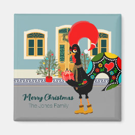 Das portugiesische Rooster mit einem Weihnachtsges Magnet