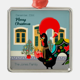 Das portugiesische Rooster mit einem Weihnachtsges Ornament Aus Metall