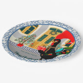 Das portugiesische Rooster mit einem Weihnachtsges Pappteller (Schrägansicht)