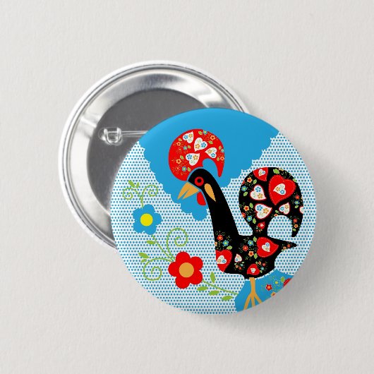 Das portugiesische Rooster von Barcelos Button (Vorne & Hinten)