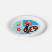 Das portugiesische Rooster von Barcelos Pappteller (Schrägansicht)