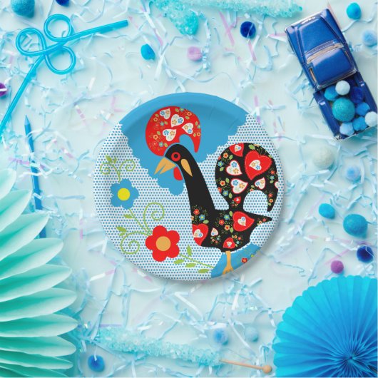 Das portugiesische Rooster von Barcelos Pappteller (Party)