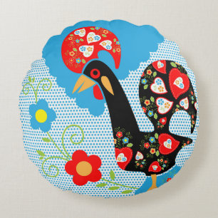 Das portugiesische Rooster von Barcelos Rundes Kissen
