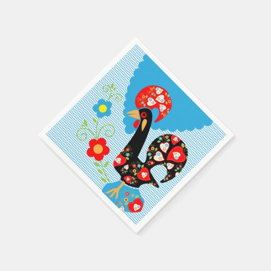 Das portugiesische Rooster von Barcelos Serviette (Ecke)