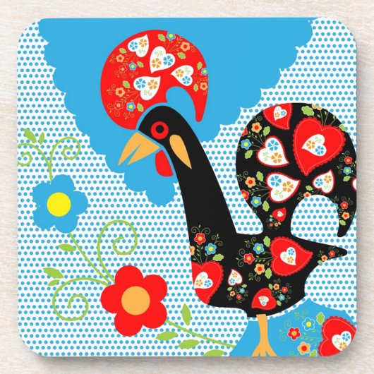 Das portugiesische Rooster von Barcelos Untersetzer (Vorderseite)