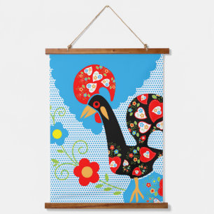 Das portugiesische Rooster von Barcelos Wandteppich Mit Holzrahmen