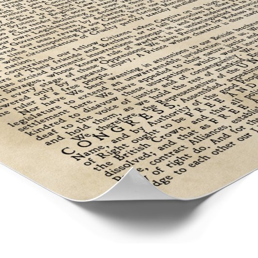 Das Poster der Unabhängigkeitserklärung (Ecke)