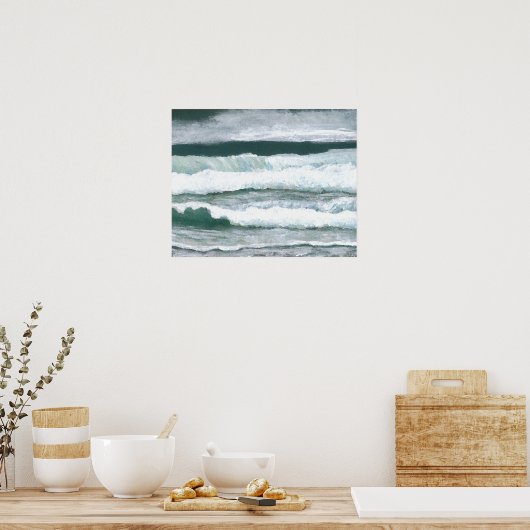 Das Poster "The Waves Crash Ocean Seashore Art" (Küche)
