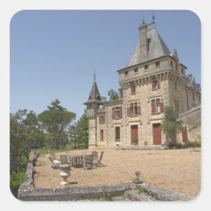 Das prächtige Schloss Chateau de Pressac und der G Quadratischer Aufkleber