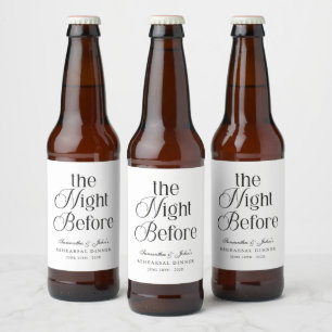 Das Probedinner am Vorabend einer modernen Hochzei Bierflaschenetikett