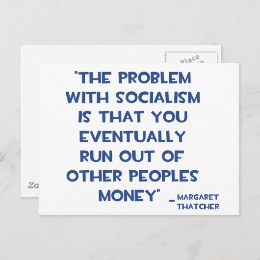 DAS PROBLEM MIT DEM SOZIALISMUS MARGARET THATCHER  POSTKARTE (Vorne/Hinten)