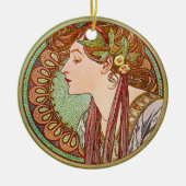 Das Profil der Frau, Alphonse Mucha Keramikornament (Vorne)