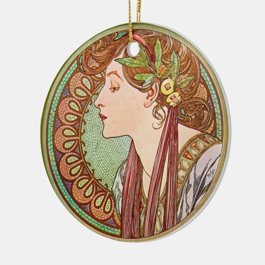 Das Profil der Frau, Alphonse Mucha Keramikornament (Links)