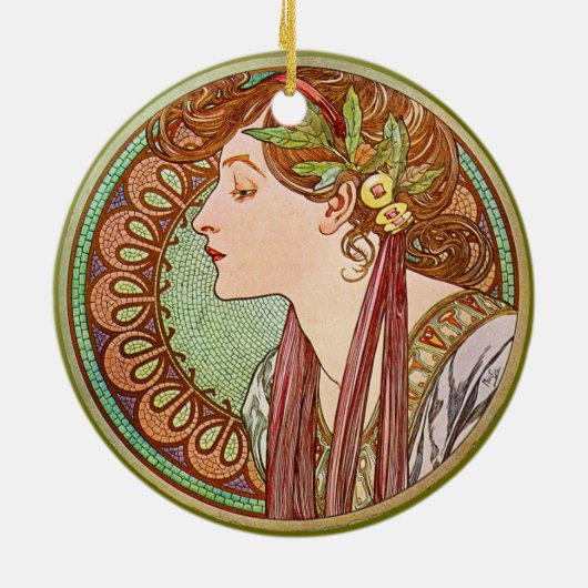 Das Profil der Frau, Alphonse Mucha Keramikornament (Hinten)
