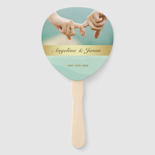 Das Programm der Hochzeitsfeier für grünes Foto Fächer (Vorderseite)