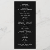 Das Programm für die Hochzeitsfeier in Schwarz und (Rückseite)