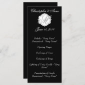 Das Programm für die Hochzeitsfeier in Schwarz und (Vorne/Hinten)