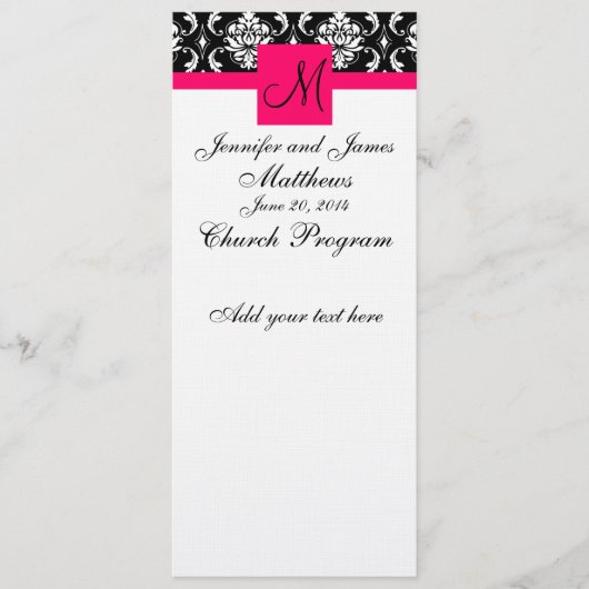 Das Programm für die Hochzeitskirche Monogram Dama (Vorderseite)